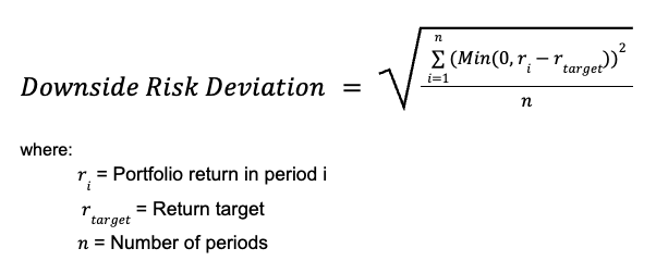 Downside risk deviation formula