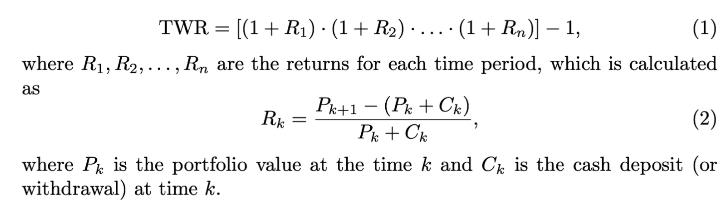 Time-weighted return formula