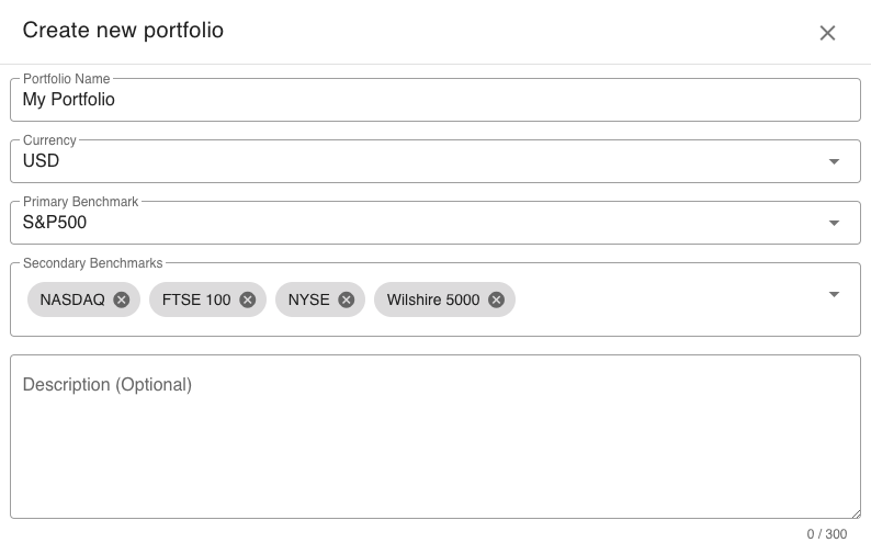 customizable benchmarks and currency for portfolio